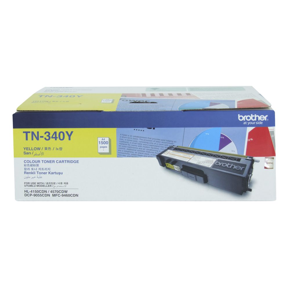 Brother TN-340Y  Colour Laser Toner- Standard Yield Yellow, HL-4150CDN/4570CDW, DCP-9055CDN, MFC-9460CDN/9970CDW - 1500 pages