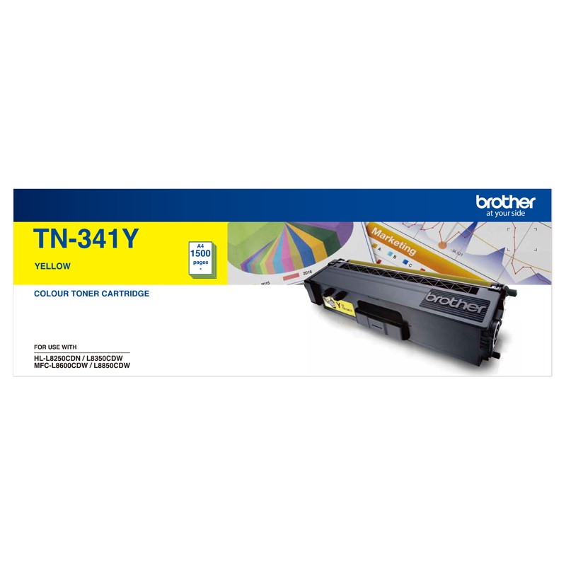 Brother TN-341Y Colour Laser Toner-Standard Yellow HL-L8250CDN/8350CDW MFC-L8600CDW/L8850CDW - 1500Pages
