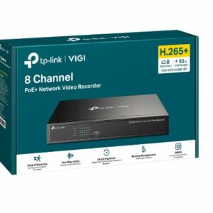 TP-Link VIGI NVR1008H-8P 8 Channel PoE+ Network Video Recorder, 53W PoE Budget, H.265+, 4K Video Output  16MP Decoding Capacity (HDD Not Included)