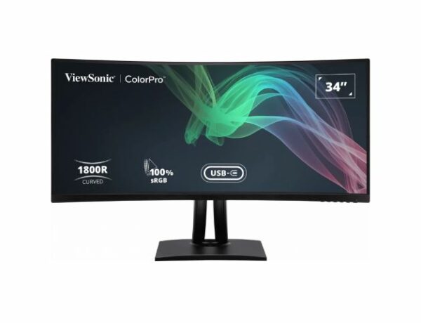 ViewSonic 34" ColorPro™ 21:9 Curved UWQHD 3440 x 1440, 90W USB-C, 100% sRGB, Delta E < 2 color Accuracy, Pre-calibrated Professional Designer Monitor
