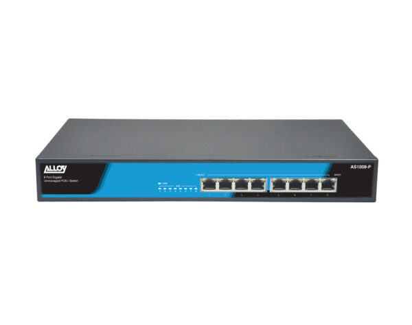 Alloy AS1008-P  8 Port Unmanaged Gigabit 802.3at PoE Switch, 150 Watts