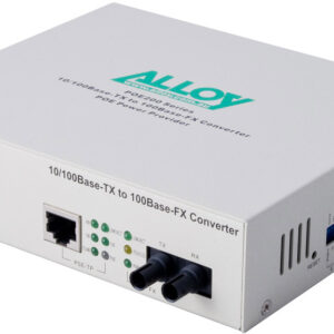 Alloy POE200ST 10/100Base-TX to 100Base-FX Multimode Fibre (ST) Converter, provides PoE power (RJ-45). 2km