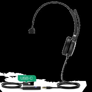 Yealink UH36 Mono Wideband Noise Cancelling Headset - USB-C / 3.5mm Connections, Microsoft Teams, Skype for Business