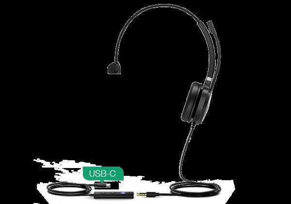 Yealink UH36 Mono Wideband Noise Cancelling Headset - USB-C / 3.5mm Connections, Microsoft Teams, Skype for Business