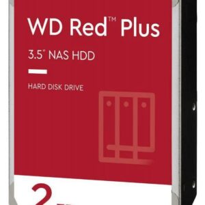 Western Digital 2TB WD Red Plus NAS Hard Drive 3.5-Inch -Transfer Rate up to 215MB/s -5640 RPM -Cache Size 512MB -3-Year Limited Warranty WD20EFPX