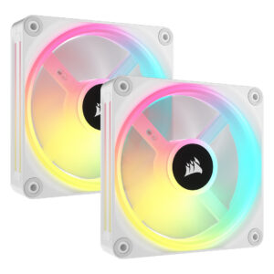 CORSAIR QX RGB Series, iCUE LINK QX140 RGB WHITE, 140mm Magnetic Dome Bearing. PWM RGB Dual Fan, Starter Kit