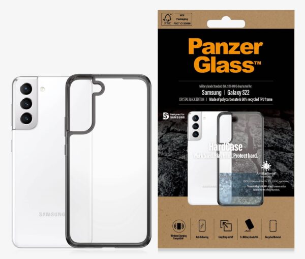 PanzerGlass Samsung Galaxy S22 5G (6.1") HardCase - Smokey Black (0371), 2X Military Grade Standard,Wireless Charging Compatible,Scratch Resistant,2YR