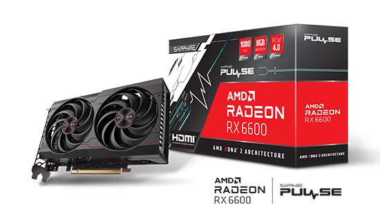 SAPPHIRE PULSE AMD RADEON™ RX 6600 Gaming Graphics Card 8GB GDDR6, AMD RDNA 2, HDMI/DP