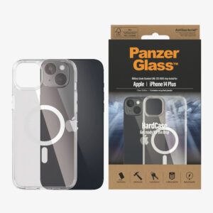 PanzerGlass Apple iPhone 14 Plus HardCase MagSafe Compatible - Clear(0411), 3 x Military Grade Standard, MagSafe Compatible, Scratch Resistant, 2YR