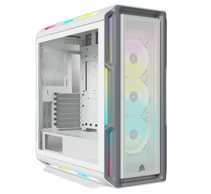 Corsair iCUE 5000T RGB ATX Mid-Tower Case, USB Type-C, 160 RGB LED, Rapid Route, Maximum Cooling, Tool Free Hinged Side Panels, White (LS)