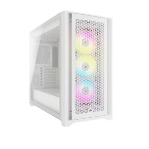 Corsair iCUE 5000D RGB High Airflow, 3x AF120 RGB Elite Fan, Lighting Node Pro Controller, Tempered Glass Mid-Tower, White Gaming Case
