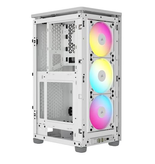 Corsair iCUE 2000D RGB AIRFLOW, Mesh Panels, USB-C, ICUE, 3x AF120 RGB Slim Fans, Mini ITX Tower – White. Case