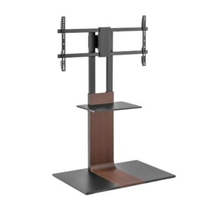 Brateck Heavy-Duty Modern TV Floor Stand With Equipment Shelf For most 45"-90“ TVs( Walnut colour) (LS)