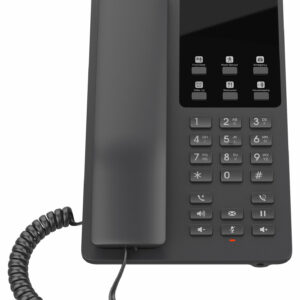 Grandstream GHP621 Desktop Hotel Voice IP Phone, Black, PoE, Wired Handset, 2 Lines, LCD, Gigabit Ethernet