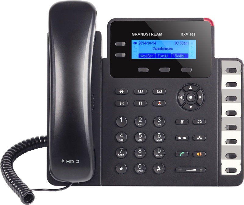 Grandstream GXP1628 2 Line IP Phone, 2 Sip Accounts, 132x48 Backlit Graphical Display, HD Audio, Dual-Switched Gigabit Ports, Powerable Via POE