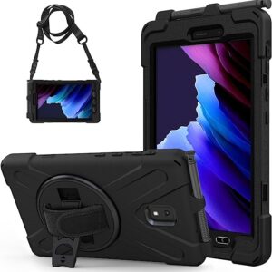 Generic Rugged Samsung Galaxy Tab Active3 (8") Case Black - Built-in-Kickstand, Adjustable Hand Strap, Pen Holder, DropProof