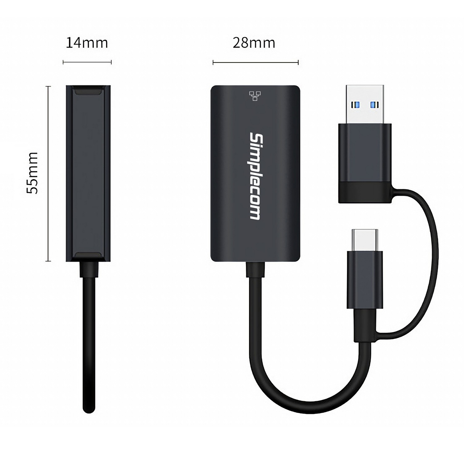 Simplecom NU315 USB-C and USB-A to Gigabit Ethernet Adapter