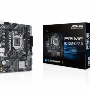 ASUS H510M PRIME H510M-K R2 Intel LGA 1200 Micro ATX motherboard with PCIe 4.0, 32Gbps M.2 slot, Intel 1 Gb Ethernet