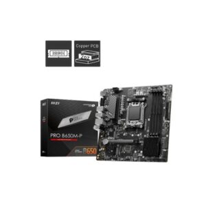 MSI PRO B650M-P  AMD AM5 mATX Motherboard, 4x DDR5 ~192GB, 1x PCI-E x16, 2x PCI-E x1, 2x M.2, 4x SATA,  6x USB 3.2,  4x USB 2.0, 1x USB Type C