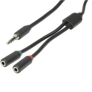 Digitech 3.5mm 4 Pole Plug to 2 x 3.5mm Socket Cable - 250mm