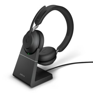 Jabra Evolve2 65 MS Stereo Bluetooth Headset, Includes USB-C Dongle  Chargin Stand, Passive Noise-cancellation, 2ys Warranty