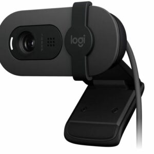 Logitech Brio 100 Full HD 1080p webcam with auto-light balance, integrated privacy shutter, and built-in mic