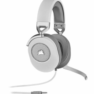 Corsair HS65 White 7.1 Dolby Atoms Surround Wired Headset. All Day Comfort, Lightweight, Sonarworks SoundID Technology 3.5mm, USB PC, Mac,  Headphone