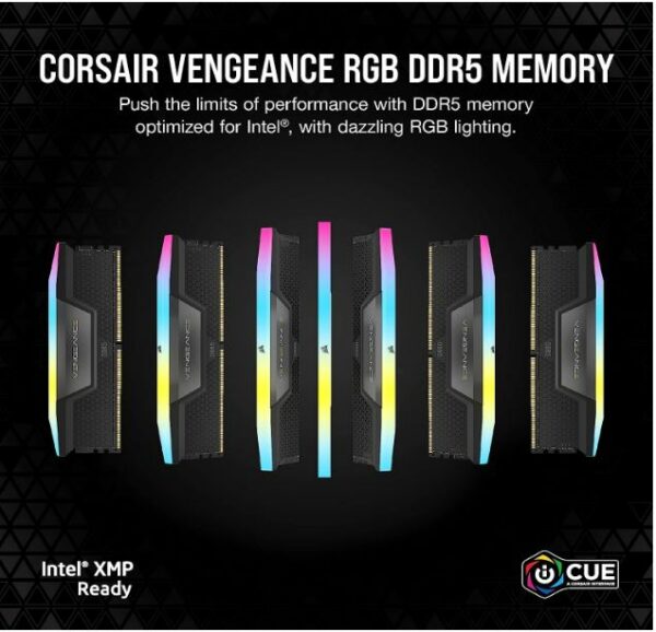 Corsair Vengeance RGB 32GB (2x16GB) DDR5 UDIMM 5200MHz C40 1.25V Desktop Gaming Memory Black