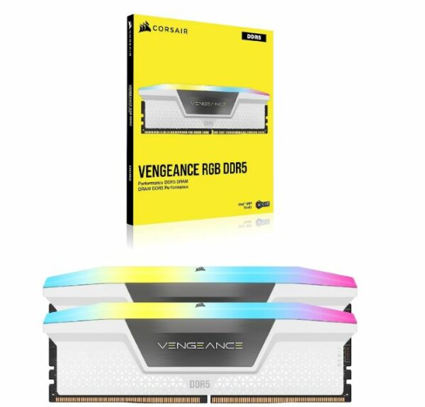 Corsair Vengeance RGB 32GB (2x16GB) DDR5 UDIMM 5200MHz C40 1.25V Desktop Gaming Memory White