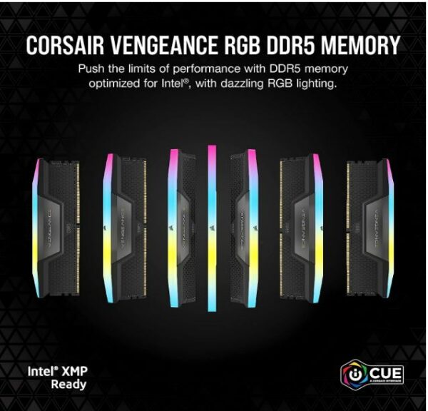 Corsair Vengeance RGB 32GB (2x16GB) DDR5 UDIMM 6000MHz C30 1.4V Desktop Gaming Memory Black Optimized for AMD Expo Ryzen 7000 Series