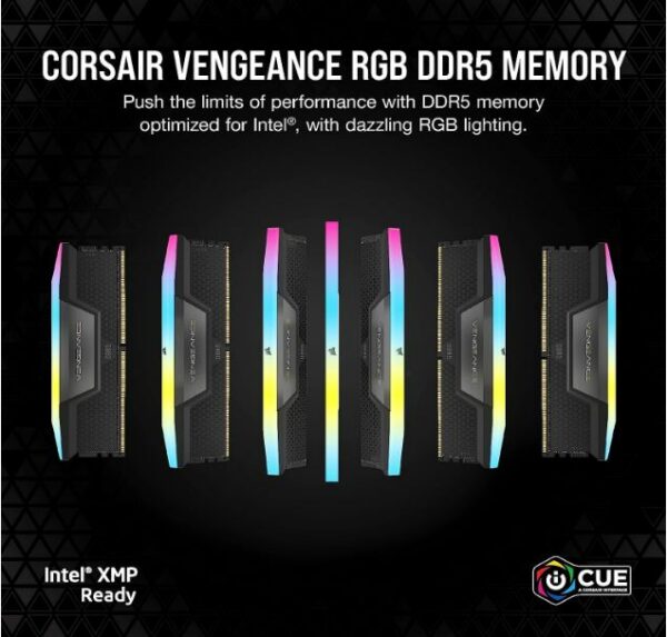 Corsair Vengeance RGB 32GB (2x16GB) DDR5 UDIMM 6200MHz C36 1.3V Desktop Gaming Memory Black