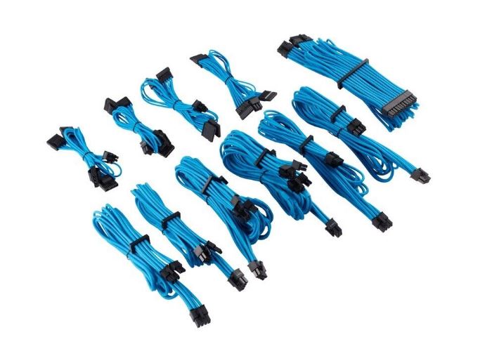 For Corsair PSU – BLUE Premium Individually Sleeved DC Cable Pro Kit, Type 4 (Generation 4)
