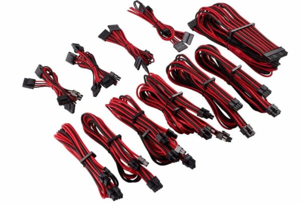 For Corsair PSU - RED/BLACK Premium Individually Sleeved DC Cable Pro Kit, Type 4 (Generation 4)