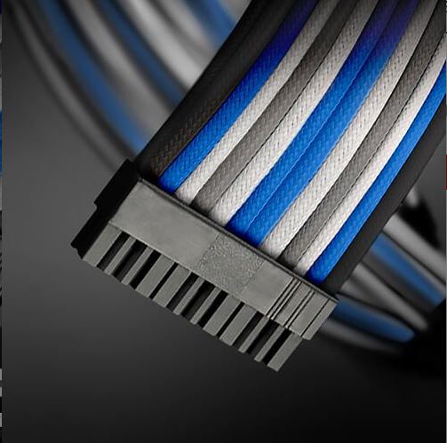 Antec PSU -  Sleeved Extension Cable Kit V2 - Blue / White / Black . 24PIN ATX, 4+4 EPS, 8PIN PCI-E, 6PIN PCI-E, Compatible with Standard PSU