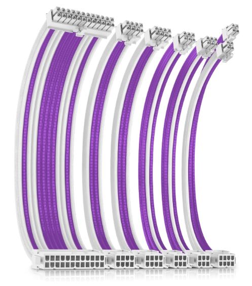 Antec PSU -  Sleeved Extension Cable Kit V2 - Purple / White. 24PIN ATX, 4+4 EPS, 8PIN PCI-E, 6PIN PCI-E, Compatible with Standard PSU