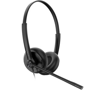 Yealink TEAMS-UH34SE-D Teams Certified Wideband Noise Cancelling Headset, USB and 3.5mm Jack, Leather Ear Piece, Controller with Teams Button, Stereo
