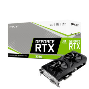 PNY GeForce RTX™ 3050 8GB Verto Dual Fan /PCI-Express 4.0 x8/ Clock Speed  1552 MHz/ Boost Speed  1777 MHz/ Memory Size  8GB GDDR6/ 3-year Warranty