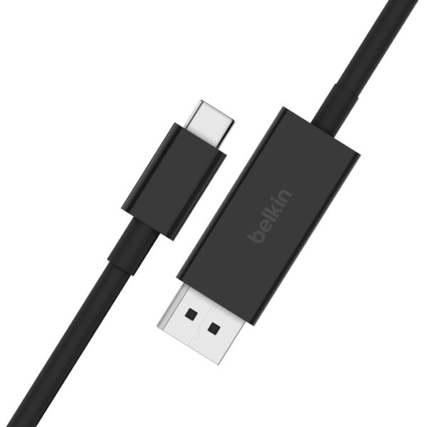 Belkin Connect USB-C to DisplayPort 1.4 Cable 2M - Black (AVC014BT2MBK),32.40Gbps bandwidth,Backward compatible with DisplayPort 1.2,Plug-and-play,2YR