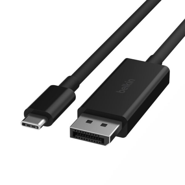 Belkin Connect USB-C to DisplayPort 1.4 Cable 2M - Black (AVC014BT2MBK),32.40Gbps bandwidth,Backward compatible with DisplayPort 1.2,Plug-and-play,2YR
