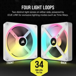 CORSAIR QX RGB Series, iCUE LINK QX140 RGB WHITE, 140mm Magnetic Dome Bearing PWM RGB Dual Fan, Expansion Kit
