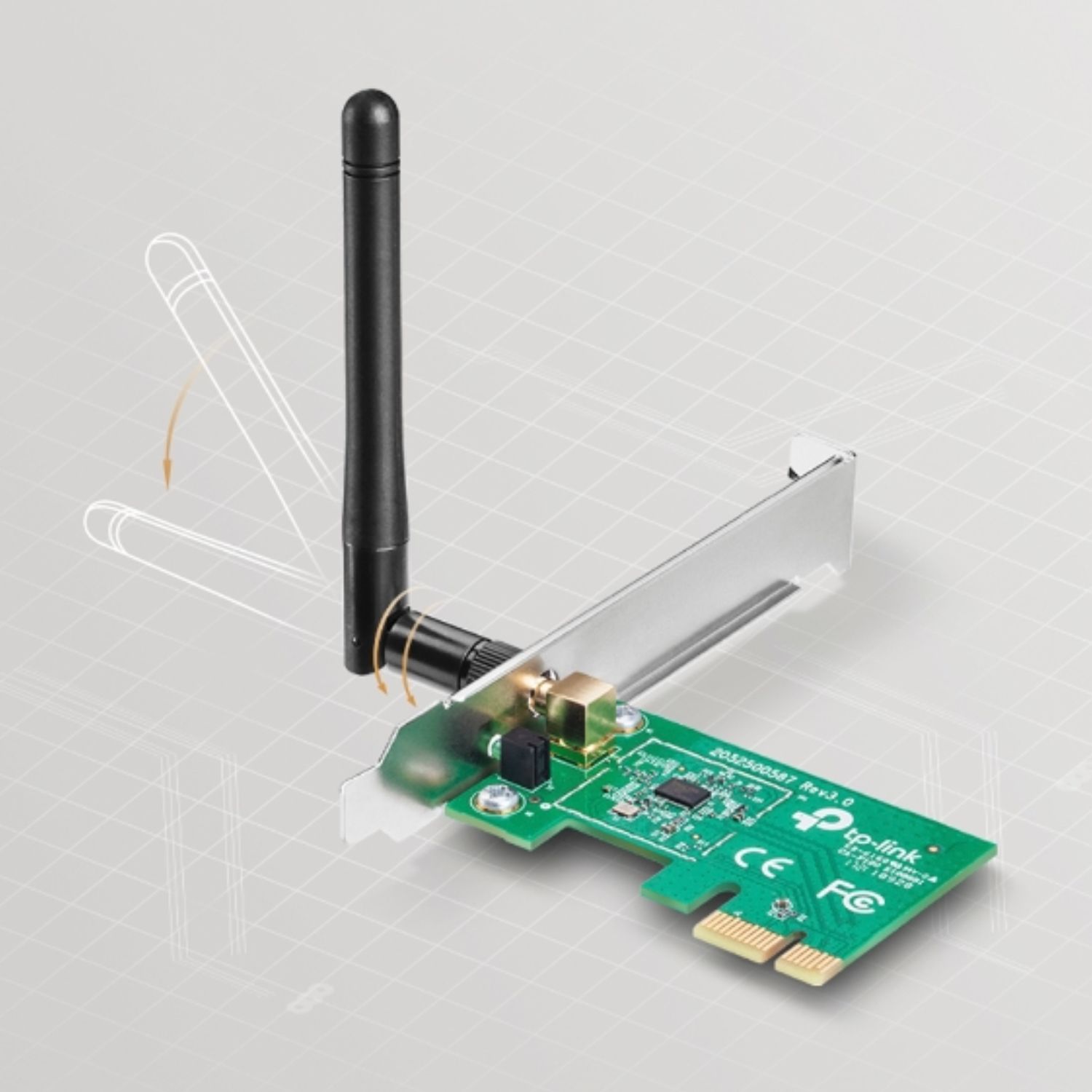 TP-Link TL-WN781ND N150 Wireless N PCI Express Adapter 2.4GHz (150Mbps) 802.11bgn 1x2dBi Detachable Omni Directional Antennas WPA/WPA2