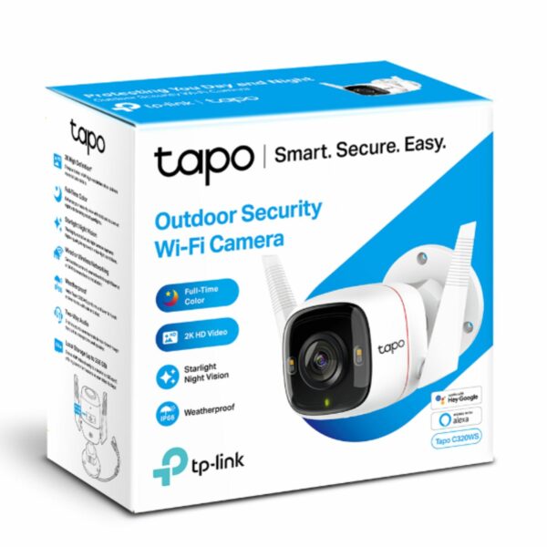 TP-Link Tapo C320WS Outdoor Security Wi-Fi Camera, H.264, 2-Way Audio, Night Vision, Motion Detect, Voice Control, Weatherproof, Sound