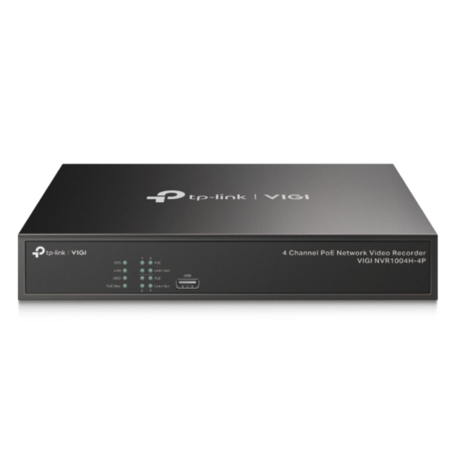 TP-Link VIGI NVR1004H-4P 4 Channel PoE+ Network Video Recorder, 24/7 Continuous Recording, 4K HDMI Video Output  16MP Decoding (HDD Not Included)