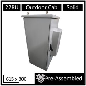 LDR 22U Floor Standing Outdoor Cabinet (615mm x 800mm) Assembled, IP55, 600w AC Air Conditioner, 6 Port PDU