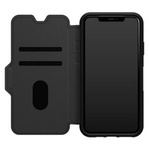 OtterBox Strada Apple iPhone 11 Pro Max Case Black - (77-62603), DROP+ 3X Military Standard, Leather Folio Cover, Card Holder, Raised Edges