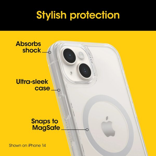 OtterBox Symmetry+ MagSafe Apple iPhone 15 Plus / iPhone 14 Plus (6.7") Case Clear - (77-93053), Antimicrobial,DROP+ 3X Military Standard,Raised Edges