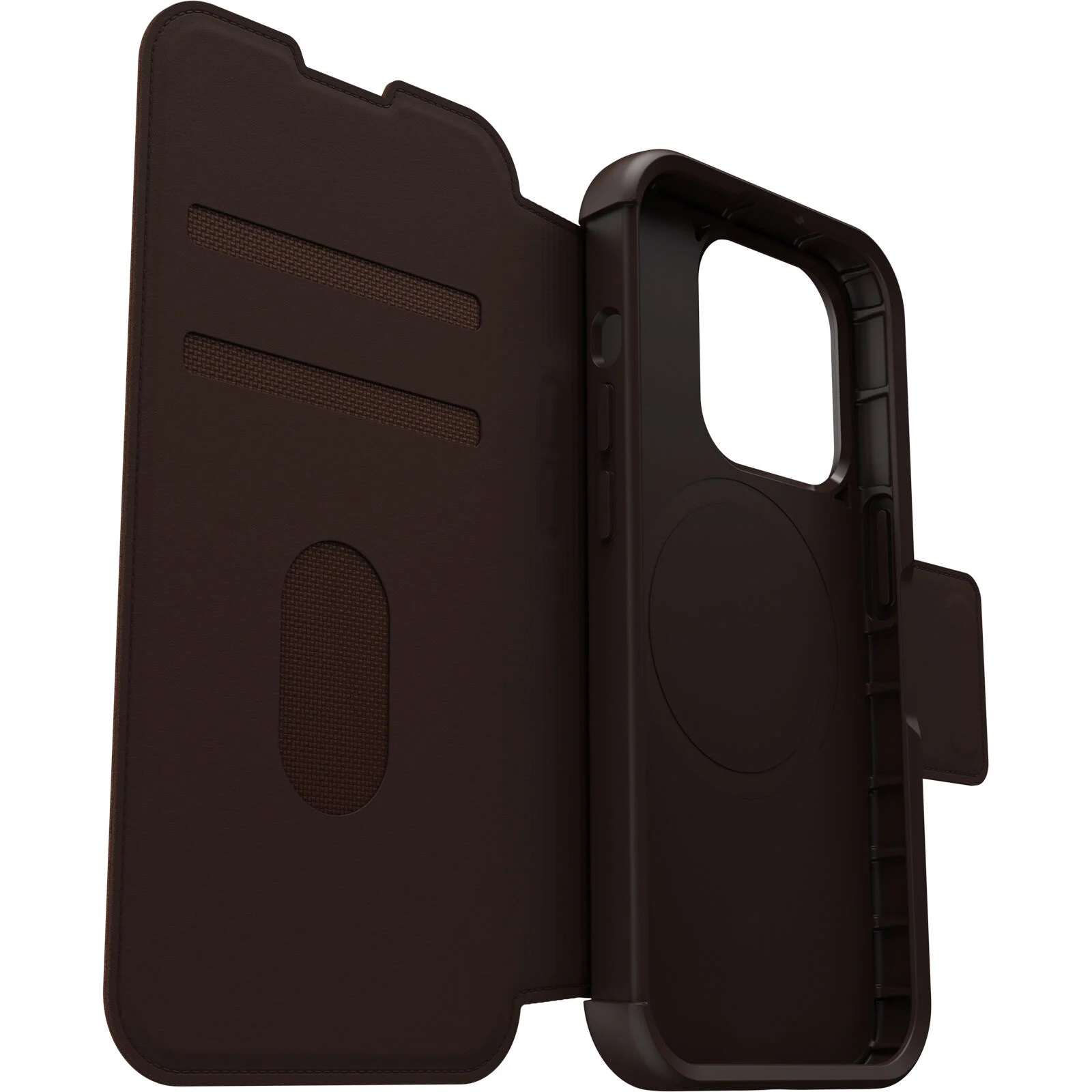 OtterBox Strada MagSafe Apple iPhone 15 Pro (6.1″) Case Espresso (Brown) – (77-93559), DROP+ 3X Military Standard, Leather Folio Cover
