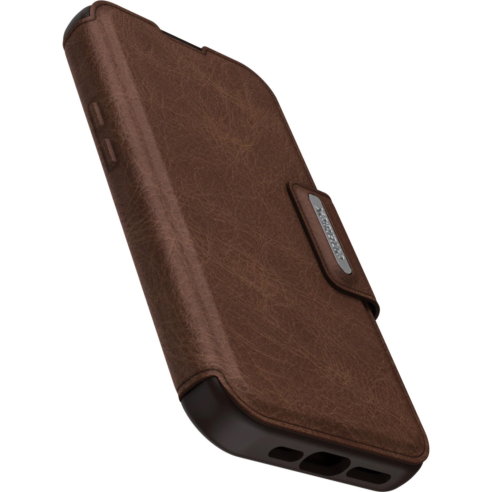 OtterBox Strada MagSafe Apple iPhone 15 Pro (6.1") Case Espresso (Brown) - (77-93559), DROP+ 3X Military Standard, Leather Folio Cover