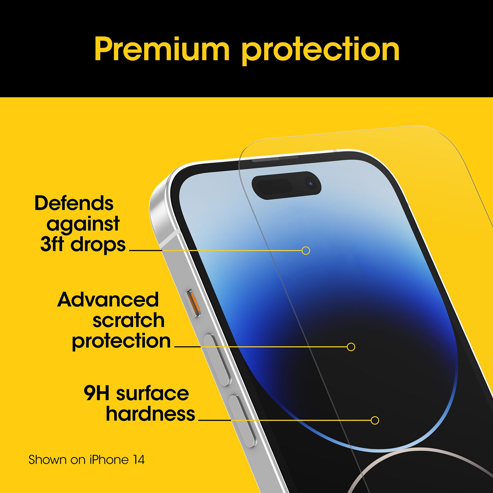 OtterBox Premium Glass Antimicrobial Apple iPhone 15 Pro Max (6.7″) Screen Protector Clear – (77-93960), DROP+ 3ft Protection,Anti-Scratch