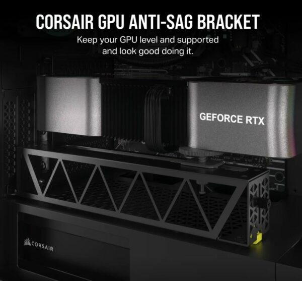Corsair GPU Anti-Sag Bracket - Black + Compatible with LC100 Lighting Kit